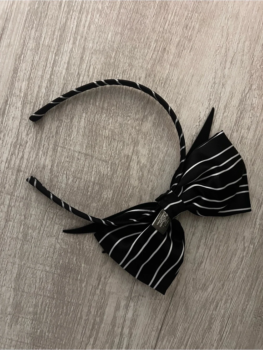 Disney Black and White Striped Bow nightmare before Christmas Headband